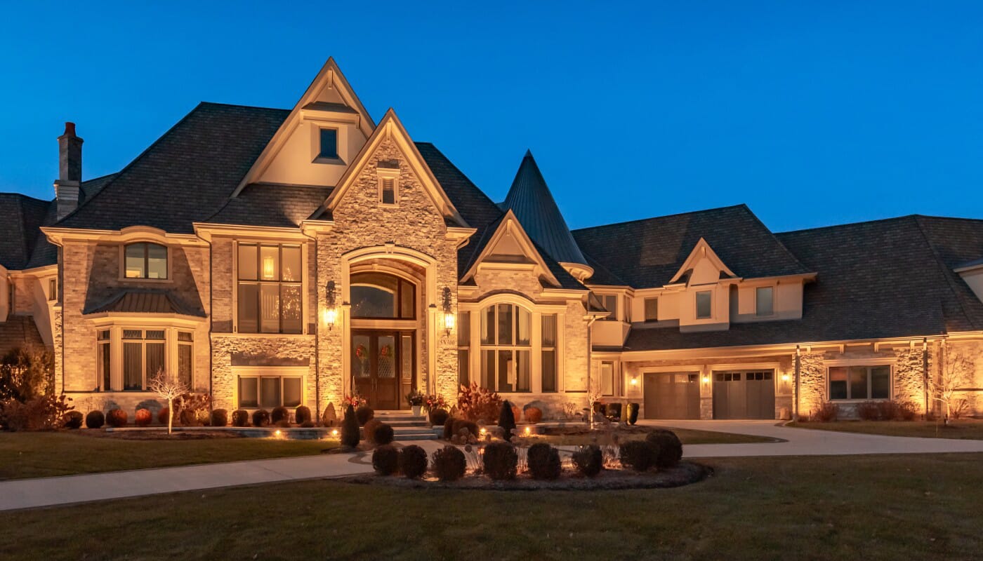home in Battle Creek with permanent roofline lighting 