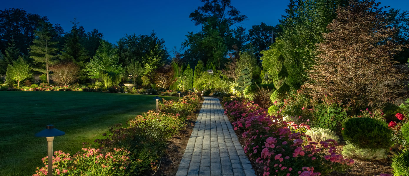 path lit up at night
