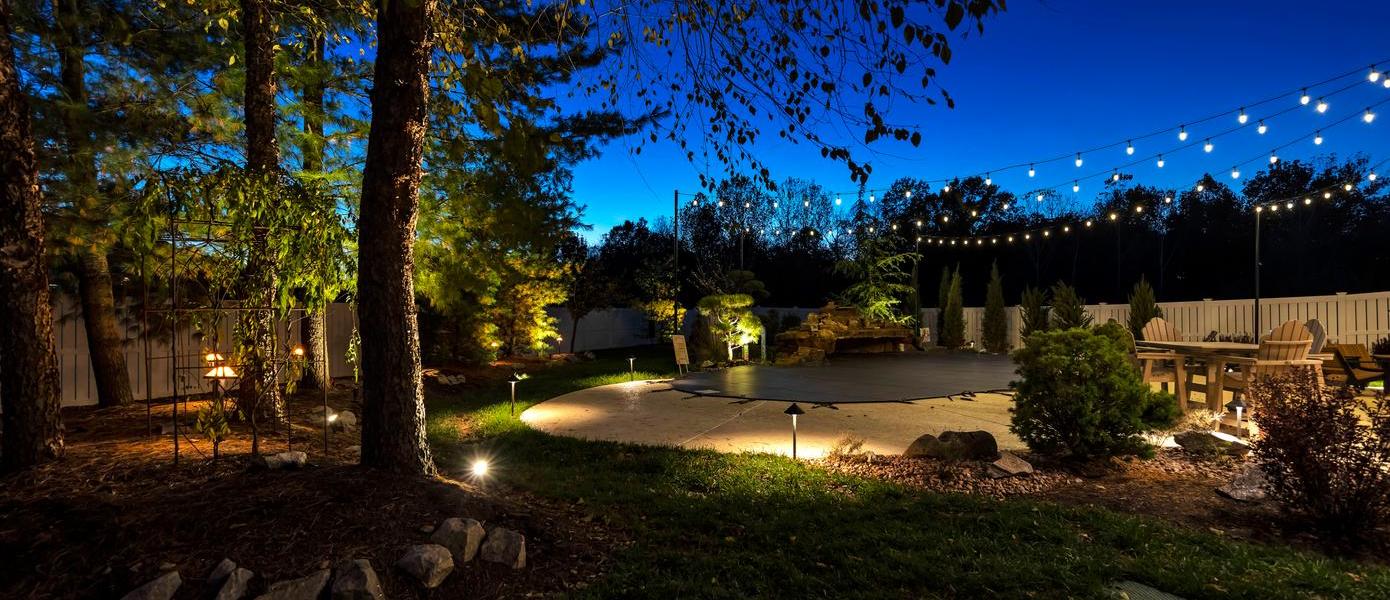 landscape lighting with back patio