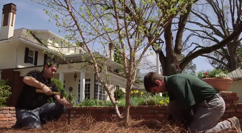 men working on outdoor lighting
