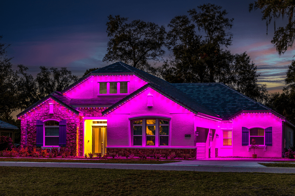 pink Permanent Roofline Lighting