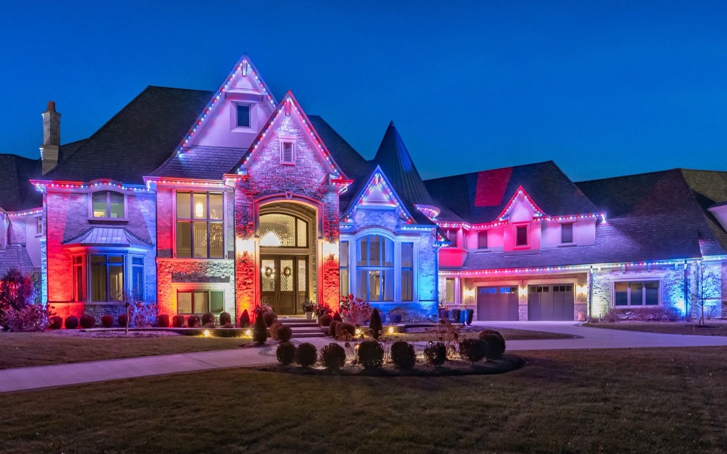 color-changing permanent roofline lighting in Hobart, IN