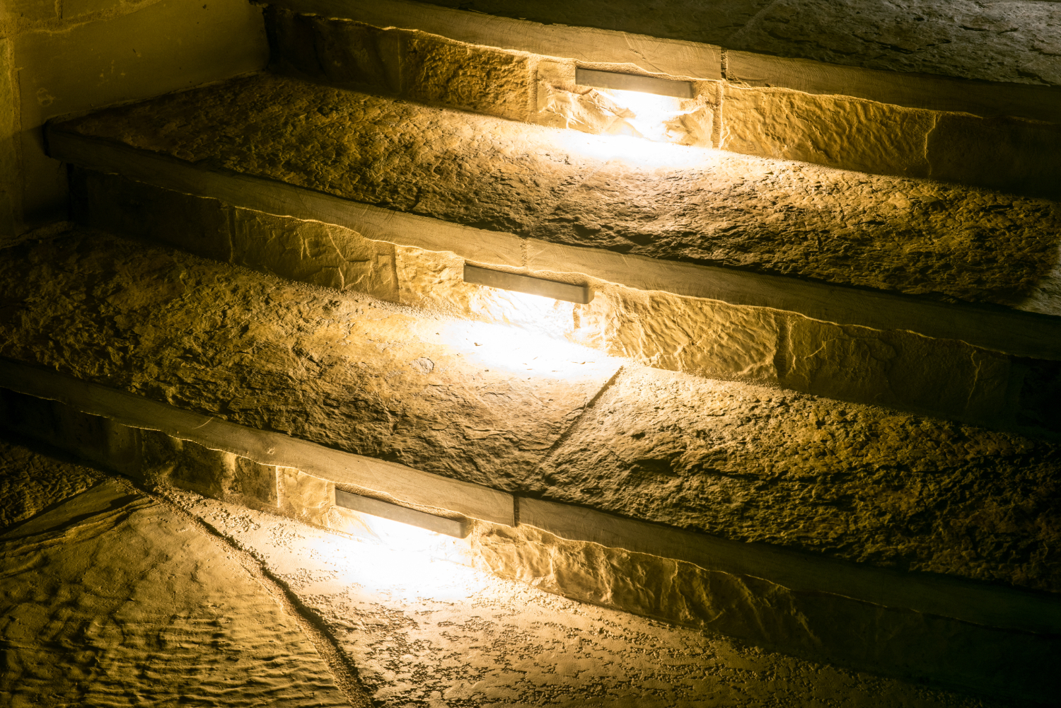 outdoor steps lit up